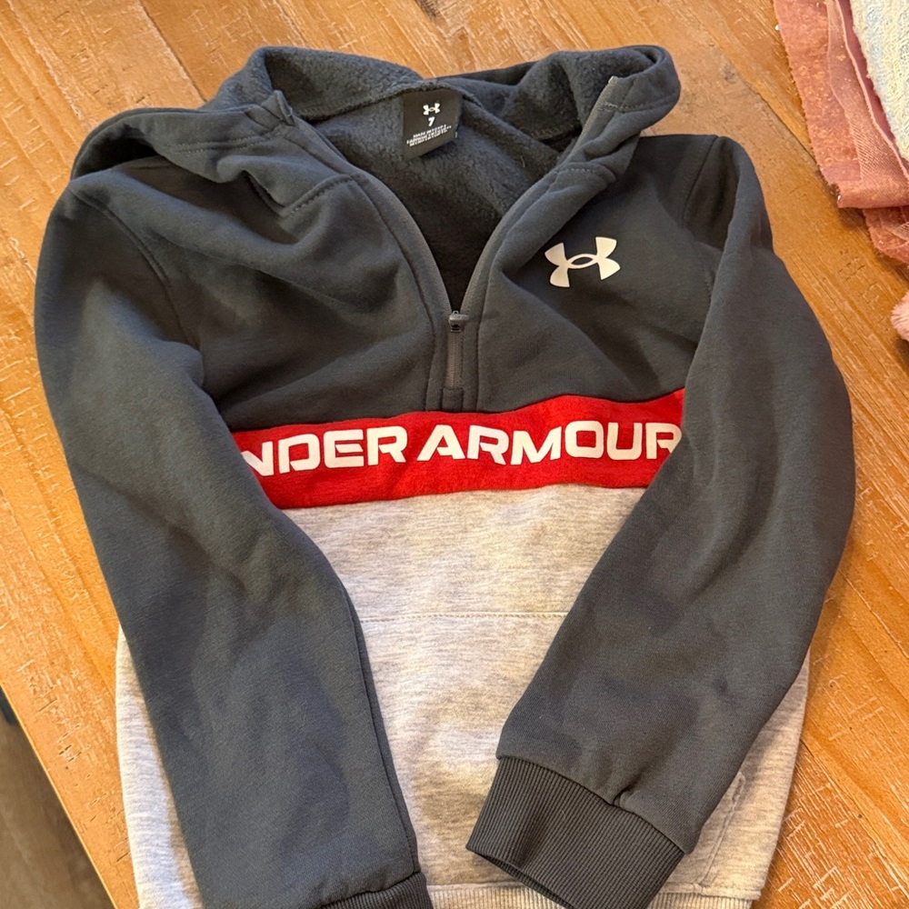 Under Armour Kids' Black, Gray, and Red Hoodie